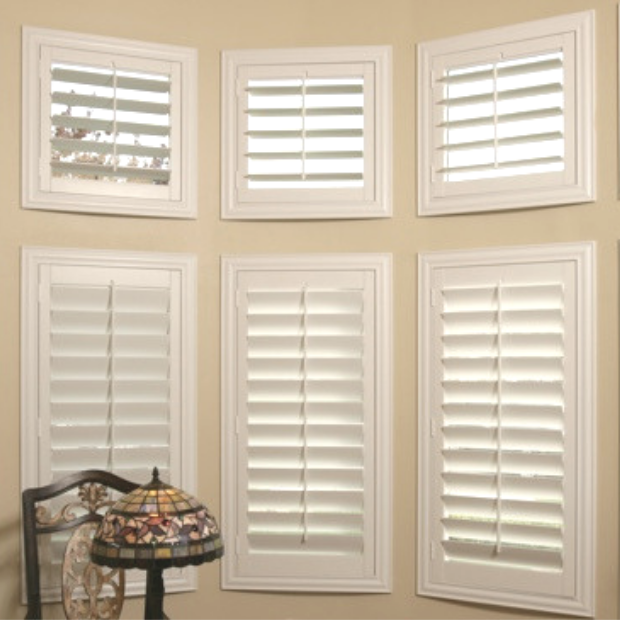 Sunburst shutters on a Charlotte bay window