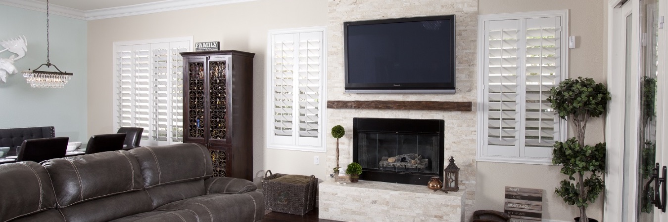Polywood shutters in a Charlotte living room