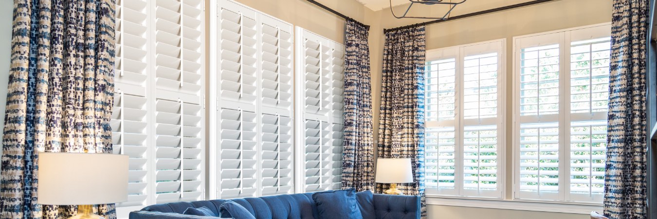 Interior shutters in Mecklenburg County living room