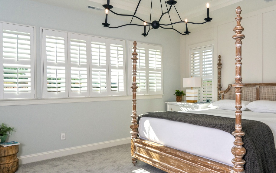 Shutters in a bedroom in Charlotte