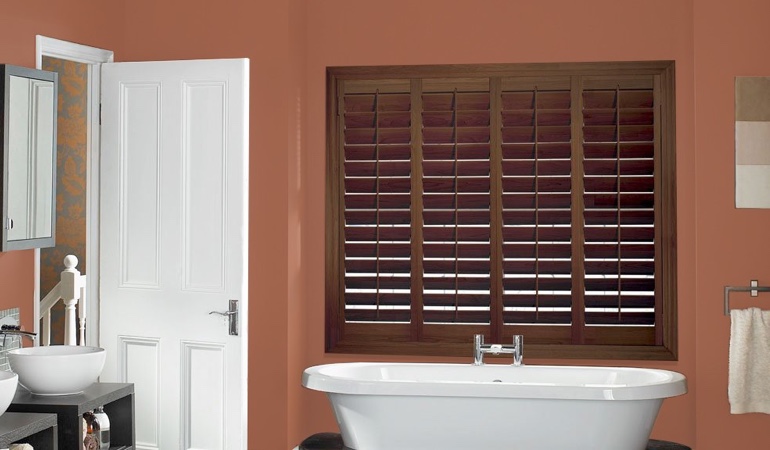Put spare paint to excellent use and give your rooms a fresh look. Plantation shutters in a bathroom