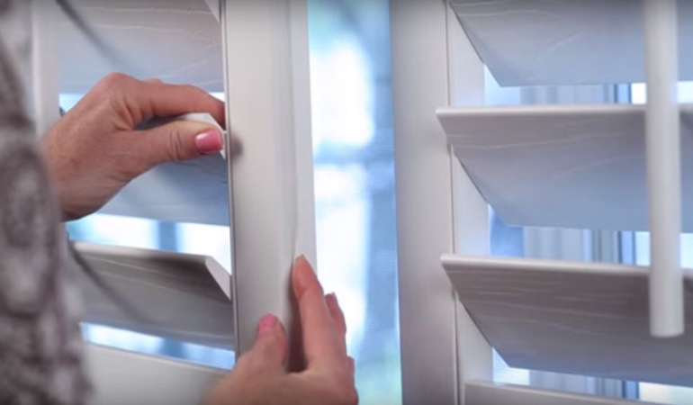 Plantation shutters can lighten any area when the sky is sunny. Plantation shutters with wide slats.
