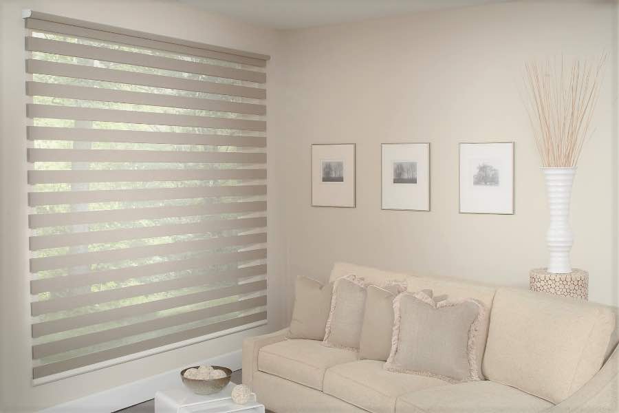 Zebra shades give you a unique combination of light control and style that benefits your Charlotte home. Zebra shade allows filtered light into a living room