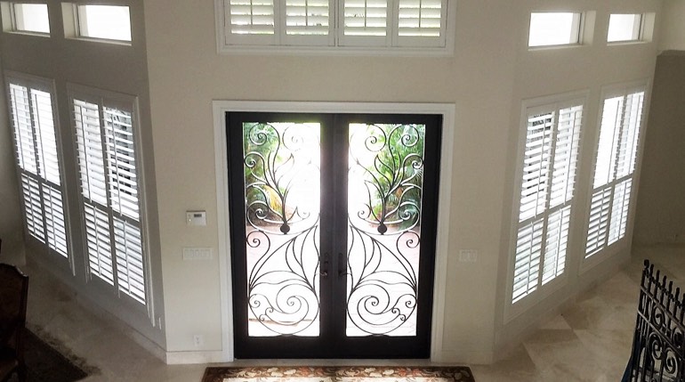 White shutters go beautifully in Charlotte entryways Charlotte foyer plantation shutters